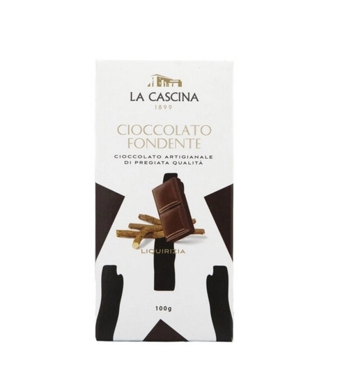 Tableta Artizanala de Ciocolata Neagra cu Lemn Dulce La Cascina 100G